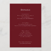 Elegante Burgundy Huwelijksprogramma Bijgevoegde K Informatiekaartje (Voorkant)