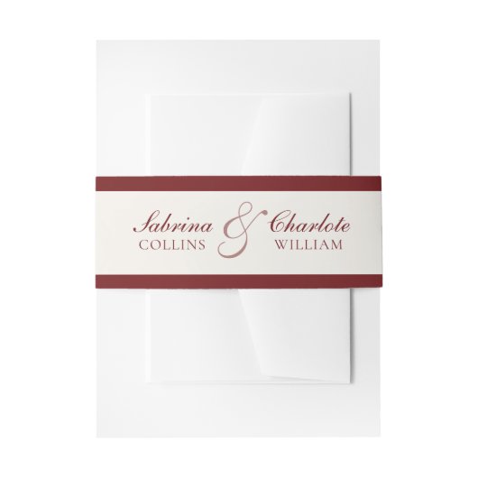 Elegante Burgundy & Ivoor Huwelijk Uitnodigingen Wikkel (Voorkant Voorbeeld)