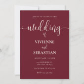 Elegante Burgundy Ivoor Script Minimalistische Tro Kaart (Voorkant)