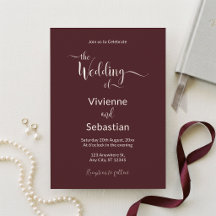 Elegante Burgundy Ivoor Script Minimalistische Tro