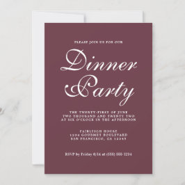 Elegante Burgundy Kallistafie Dinnerfeest Kaart