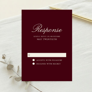 Elegante Burgundy Klassieke Trouwdag RSVP Kaartje