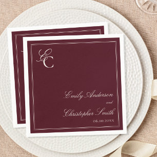 Elegante Burgundy Klassieke Trouwdag Servet