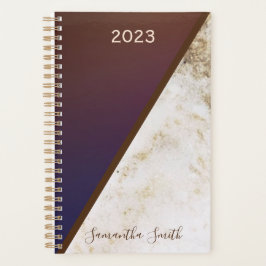 Elegante Burgundy Magenta Gouden Vos Marmer 2023 Planner