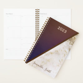 Elegante Burgundy Magenta Gouden Vos Marmer 2023 Planner