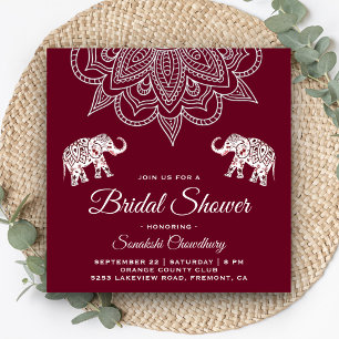 Elegante Burgundy Mandala Indiase Bruiloft Borrel Kaart