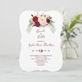 Elegante Burgundy Marsala Bloemige Brunch & Mousse Kaart (Staand voorkant)
