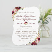 Elegante Burgundy Marsala Bloemige Trouwdag Kaart (Staand voorkant)