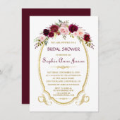Elegante Burgundy Marsala Bloemrijke Herfst Bruids Kaart (Voorkant / Achterkant)