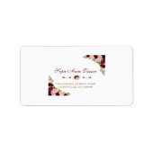 Elegante Burgundy Marsala Bloemrijke Herfst Bruilo Etiket (Voorkant)