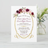 Elegante Burgundy Marsala Bloemrijke Herfst Bruilo Kaart (Staand voorkant)