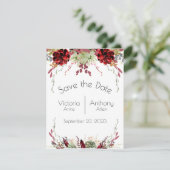 Elegante Burgundy Marsala Vetplanten Bruiloft Save The Date (Staand voorkant)