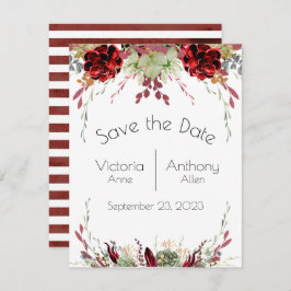 Elegante Burgundy Marsala Vetplanten Bruiloft Save The Date