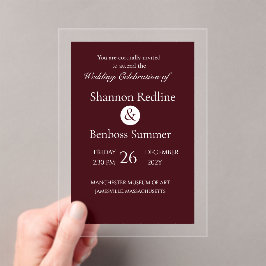 Elegante Burgundy Minimalist Acryl Uitnodigingen
