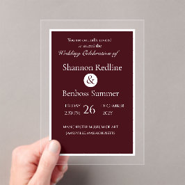 Elegante Burgundy Minimalistisch Acryl Uitnodigingen