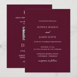 Elegante Burgundy Minimalistische Trouw Alles in E Kaart