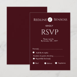 Elegante Burgundy Minimalistische Trouwkaart RSVP Kaartje