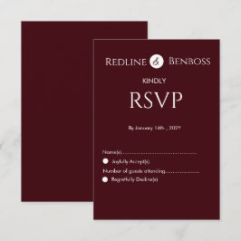 Elegante Burgundy Minimalistische Trouwkaart RSVP Kaartje