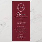 Elegante Burgundy Monogram Huwelijk Menu (Voorkant)