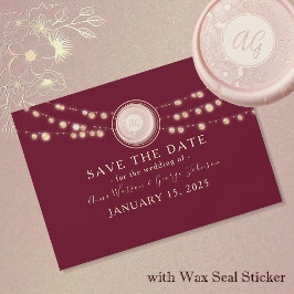 Elegante Burgundy Monogram Huwelijksaankondiging Save The Date