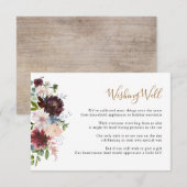 Elegante Burgundy Navy Bloemen Wensput Informatiekaartje (Voorkant / Achterkant)