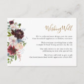 Elegante Burgundy Navy Bloemen Wensput Informatiekaartje (Voorkant)