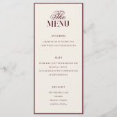Elegante Burgundy Oude Geld Huwelijk Menu (Voorkant)