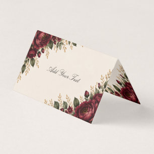 Elegante Burgundy Pioen Huwelijkskaart Vouwkaart Kaart