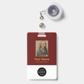 Elegante Burgundy QR-code Universiteits-ID Barcode Badge (Voorzijde met uittrekbare clip)
