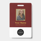 Elegante Burgundy QR-code Universiteits-ID Barcode Badge (Voorzijde)