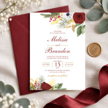 Elegante Burgundy Rood & Goud Bloemig Schrift Brui