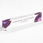 Elegante Burgundy Roze Agaat Geode Naambordje