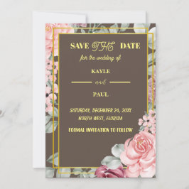 Elegante Burgundy Roze Blush Bloemige Bruiloft   Save The Date