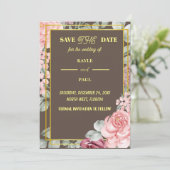 Elegante Burgundy Roze Blush Bloemige Bruiloft   Save The Date (Staand voorkant)