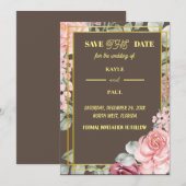 Elegante Burgundy Roze Blush Bloemige Bruiloft   Save The Date (Voorkant / Achterkant)