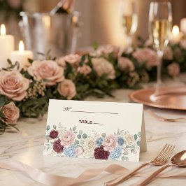 Elegante Burgundy Roze Chique Bruiloft Plaatskaartje