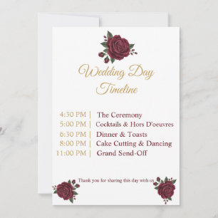 Elegante Burgundy Roze & Gouden Trouwdag Tijdschem