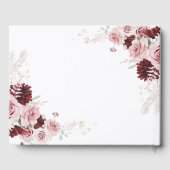 Elegante Burgundy Roze Rozen Bloemige Bruiloft Gastenboek (Achterkant)
