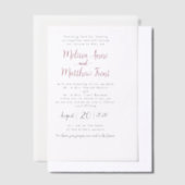 Elegante Burgundy Script Trouw Vellum Uitnodigingen (Offset)