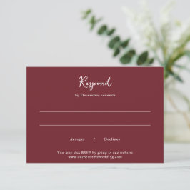 Elegante Burgundy Trouwkaart RSVP Kaartje