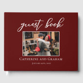 Elegante Burgundy Trouwkoppel Foto Gastenboek (Voorkant)