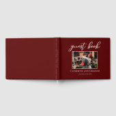 Elegante Burgundy Trouwkoppel Foto Gastenboek (Volledig)