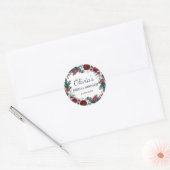 Elegante Burgundy Winterrozen Bloemige BRUIDSSHOOW Ronde Sticker (Envelop)