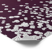 Elegante Burgundy Zilveren Glitter Bruiloft Poster (Hoek)