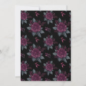 Elegante Burgundy Zwarte Bloemige Dankjewel Bedankkaart (Achterkant)