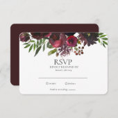 Elegante Burgundyrode Roos Bloemige Trouw RSVP Kaa (Voorkant / Achterkant)