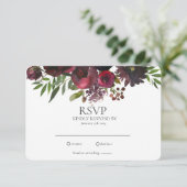 Elegante Burgundyrode Roos Bloemige Trouw RSVP Kaa (Staand voorkant)