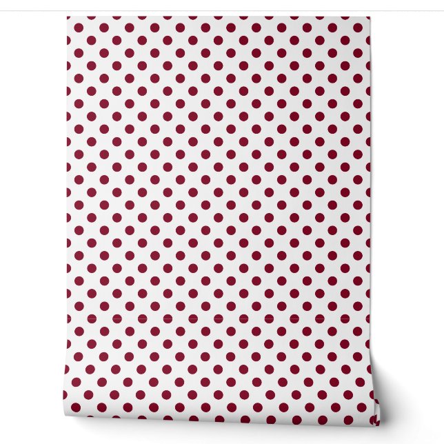 Elegante Burgundyrode Stippen Behang (Afrollen)