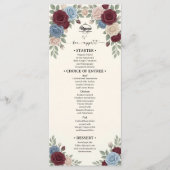 Elegante Burgundyroos Huwelijksmenu Menu (Voorkant)