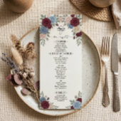 Elegante Burgundyroos Huwelijksmenu Menu